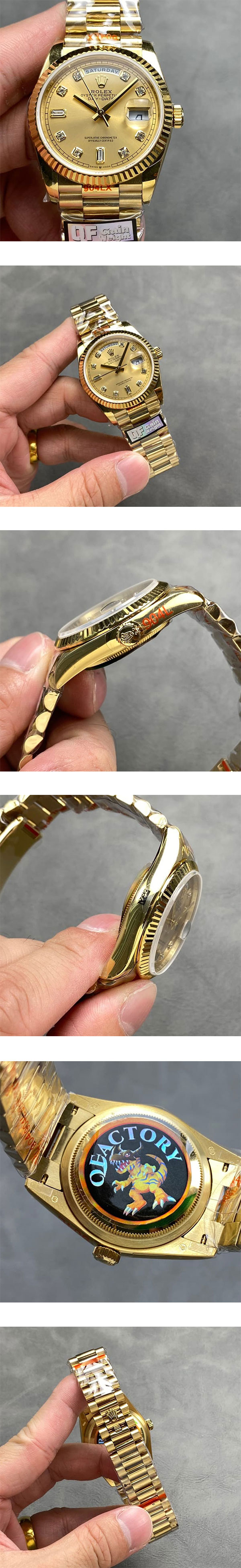 【QF製 加重版】ロレックスコピー時計 デイデイト M128238-0008(36mm) 人気上昇